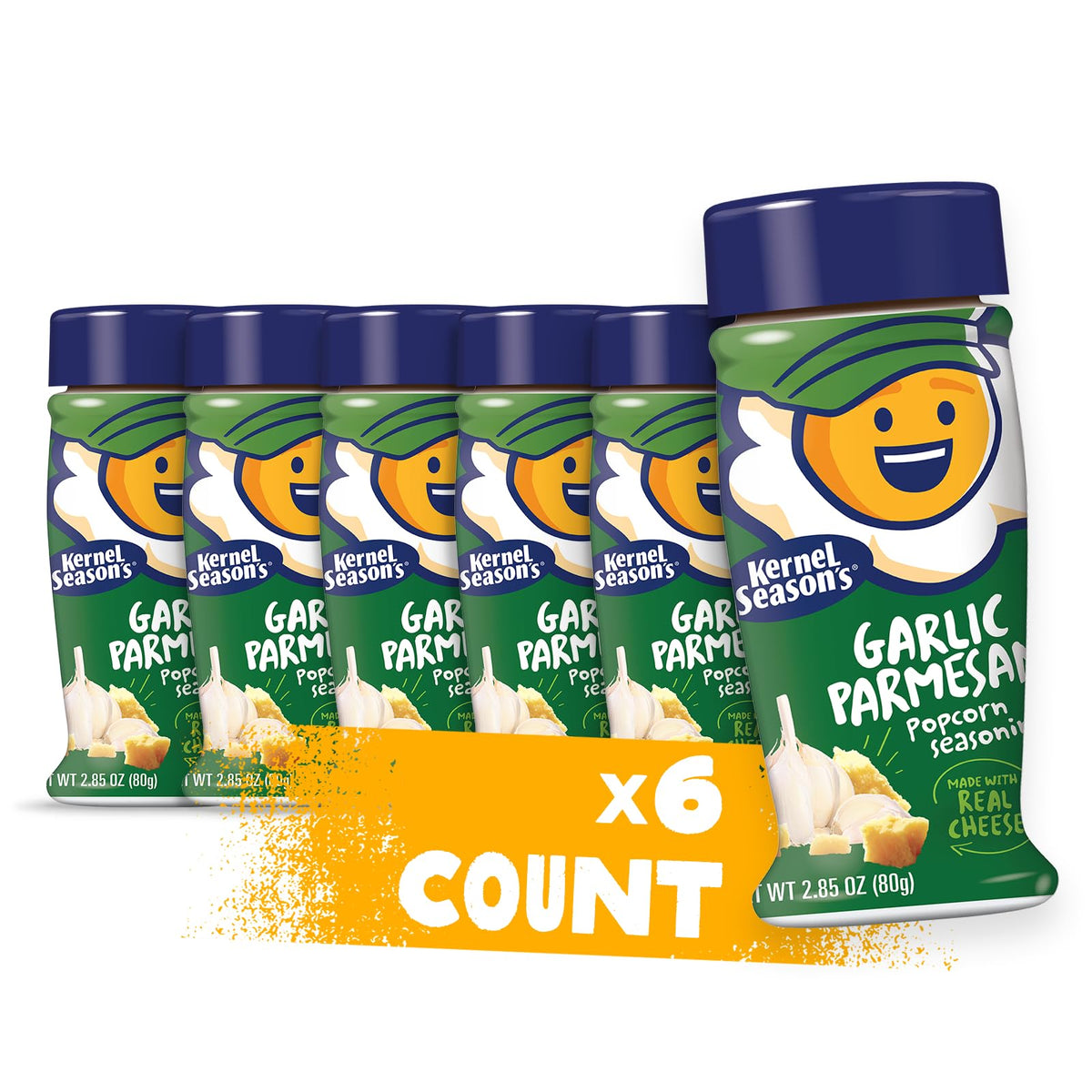 Kernel Season's front packaging showing parmesan garlic flavor and benefits