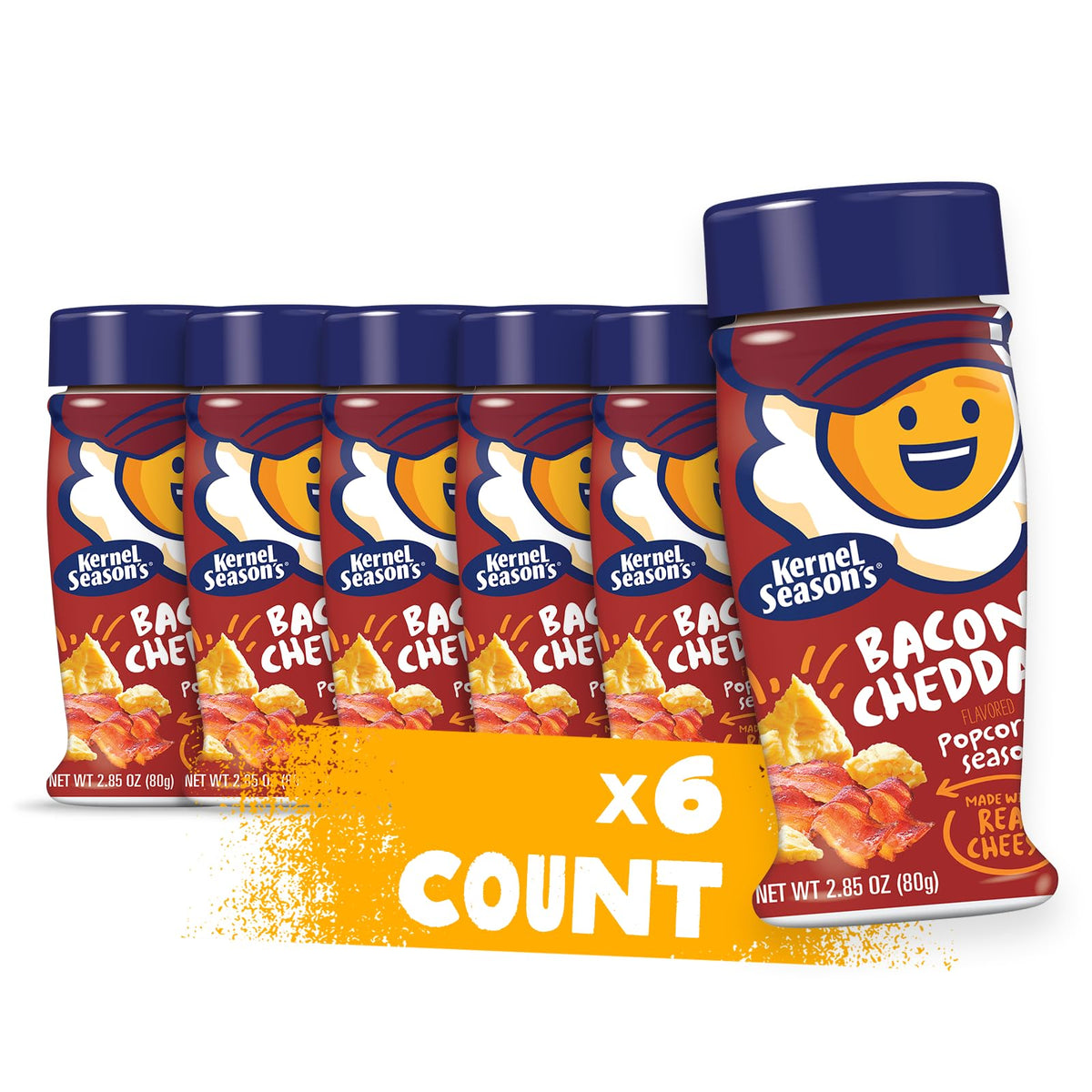 Kernel Season's front packaging showing bacon cheddar seasoning and brand