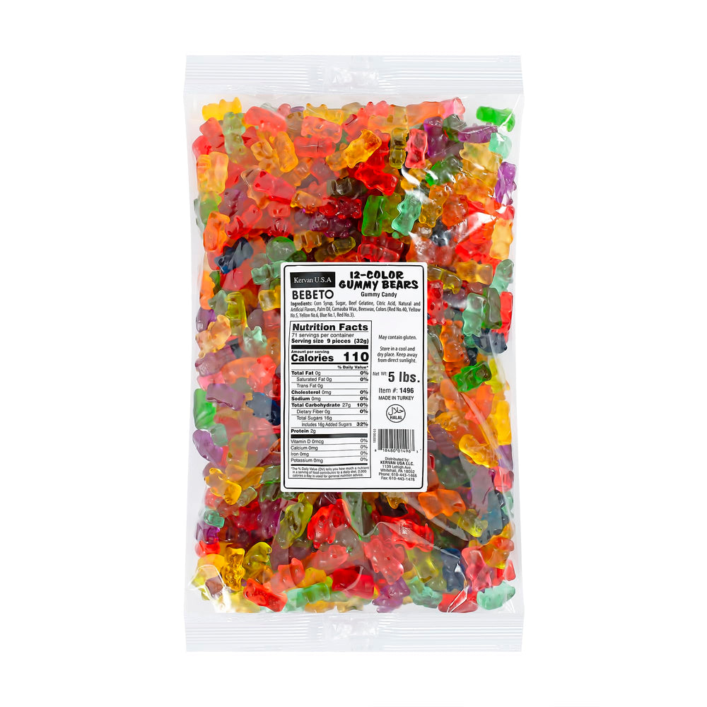 Kervan gummy bears front packaging showing colorful assortment and bulk value