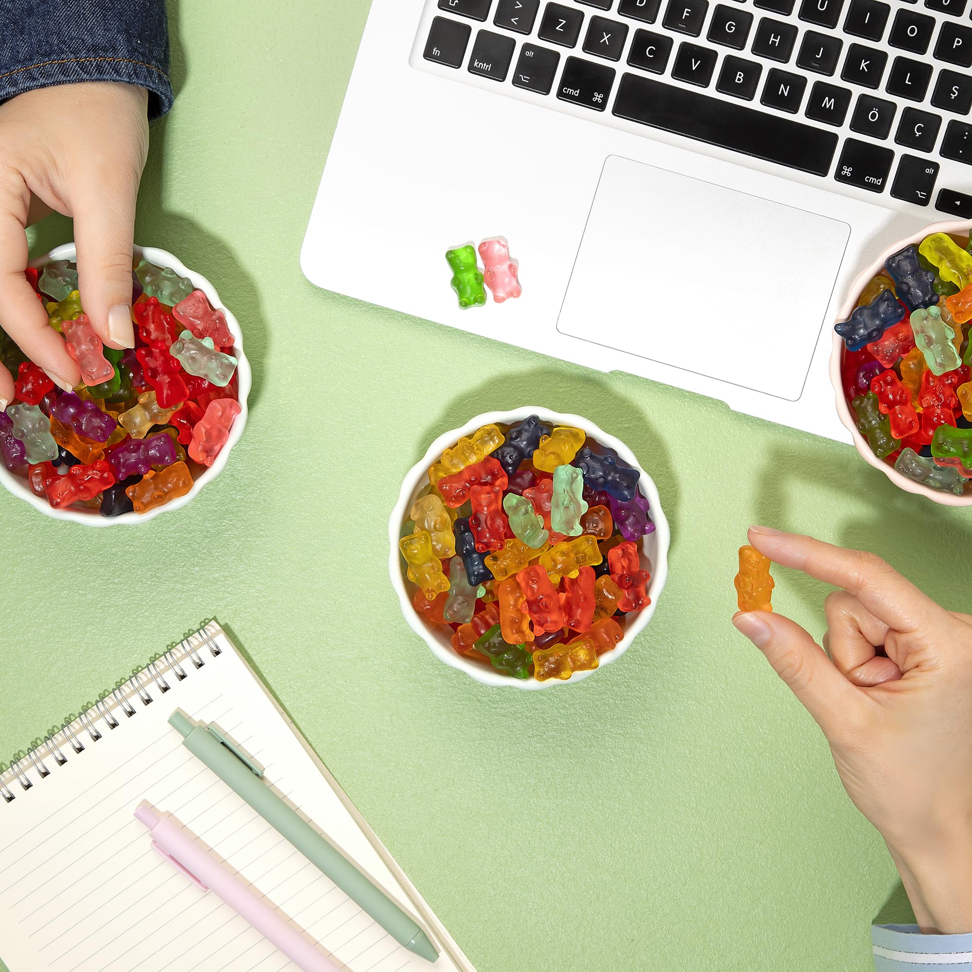 Kervan gummy bears spread on table for snack setup and easy sharing