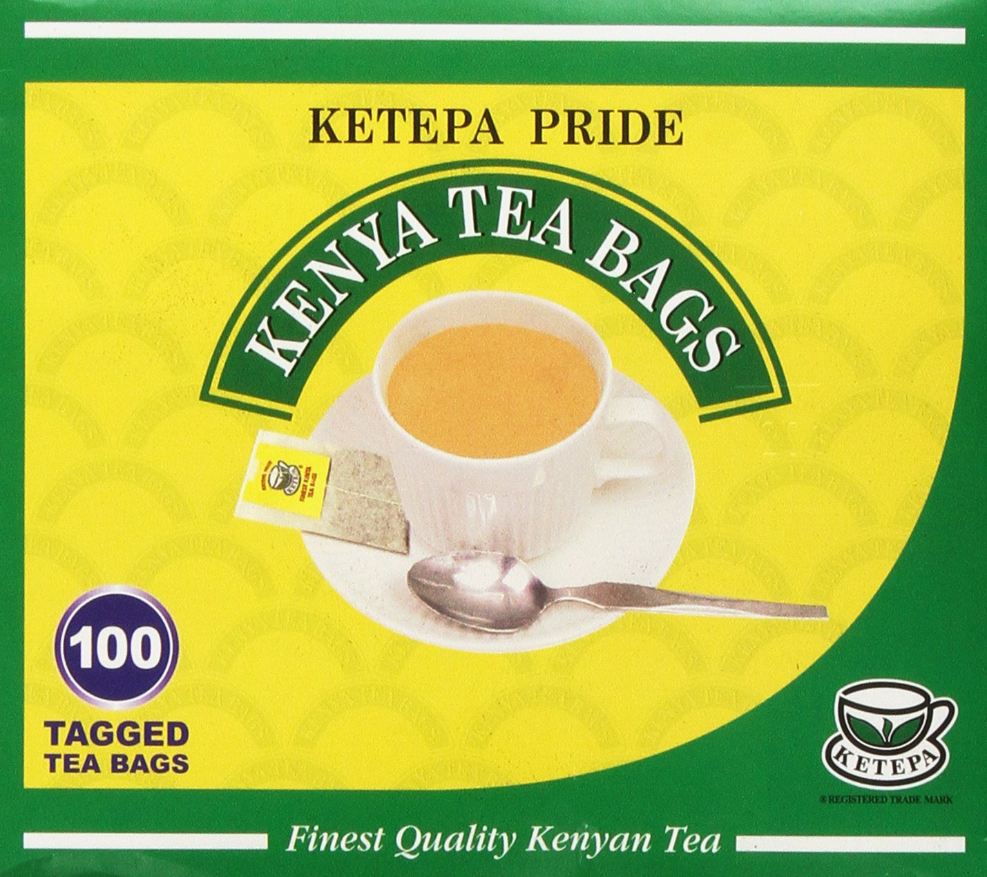Ketepa Pride front packaging with 100 tea bags, ensures fresh Kenyan flavor