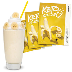 Keto Chow front packaging showing banana flavor and meal convenience