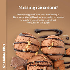 Keto Chow Chocolate Malt prepared with heavy cream to increase richness