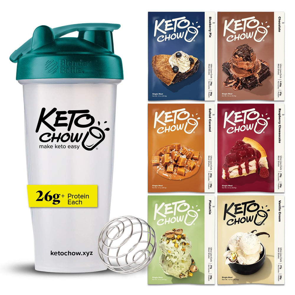 Keto Chow front packaging showing kit contents and variety benefits
