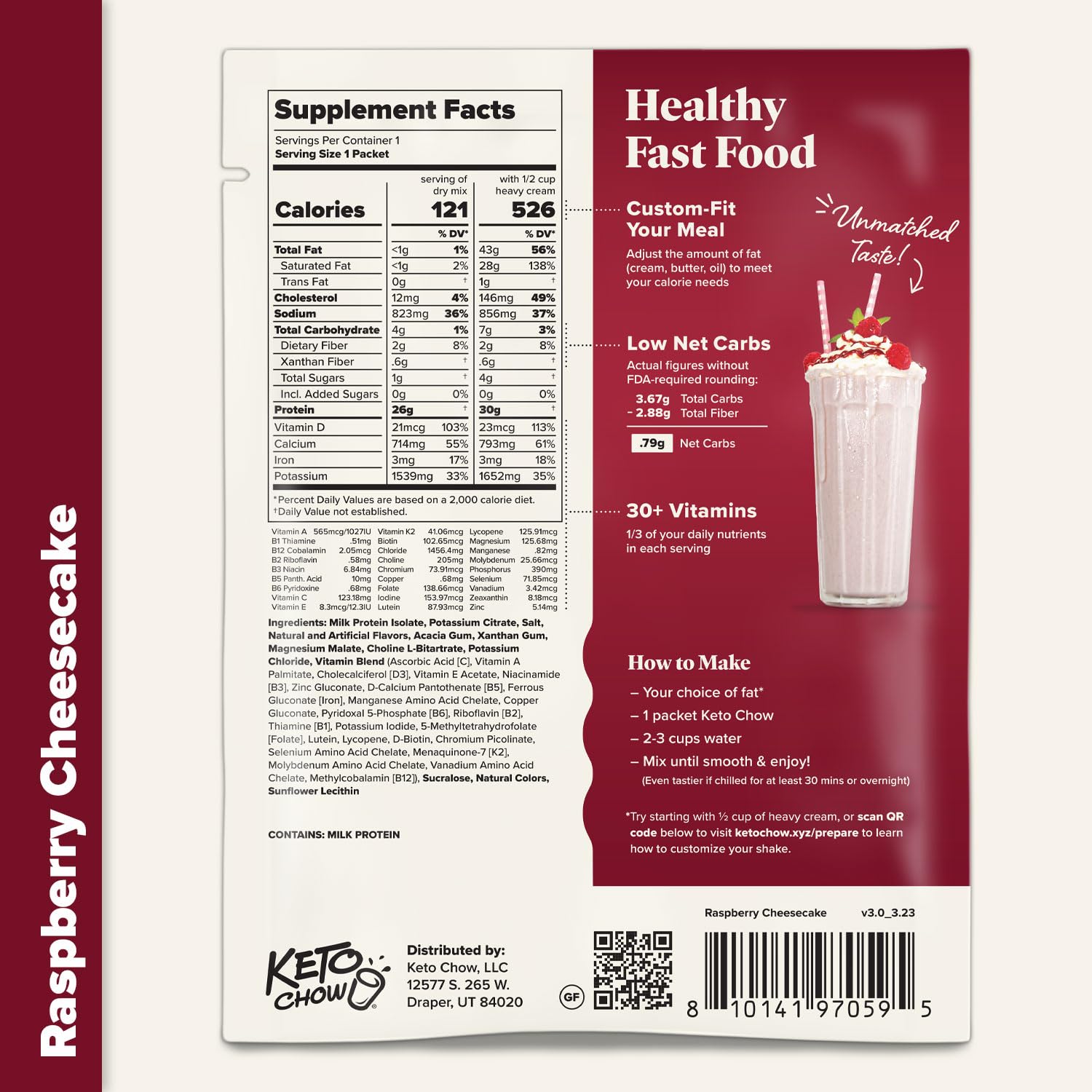 Keto Chow shake styled on breakfast table suggesting satisfying low-carb meal