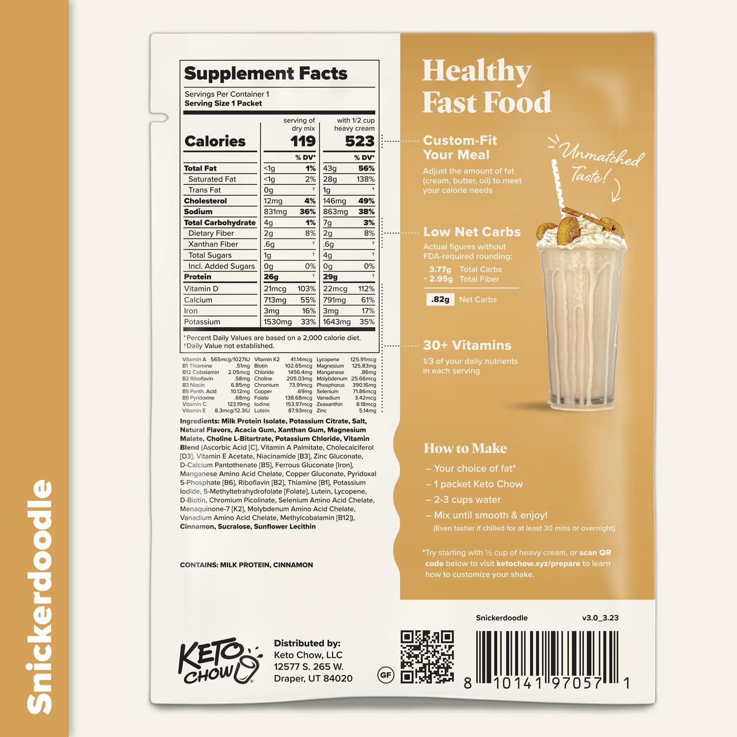 Keto Chow shake on breakfast table illustrating easy morning meal replacement