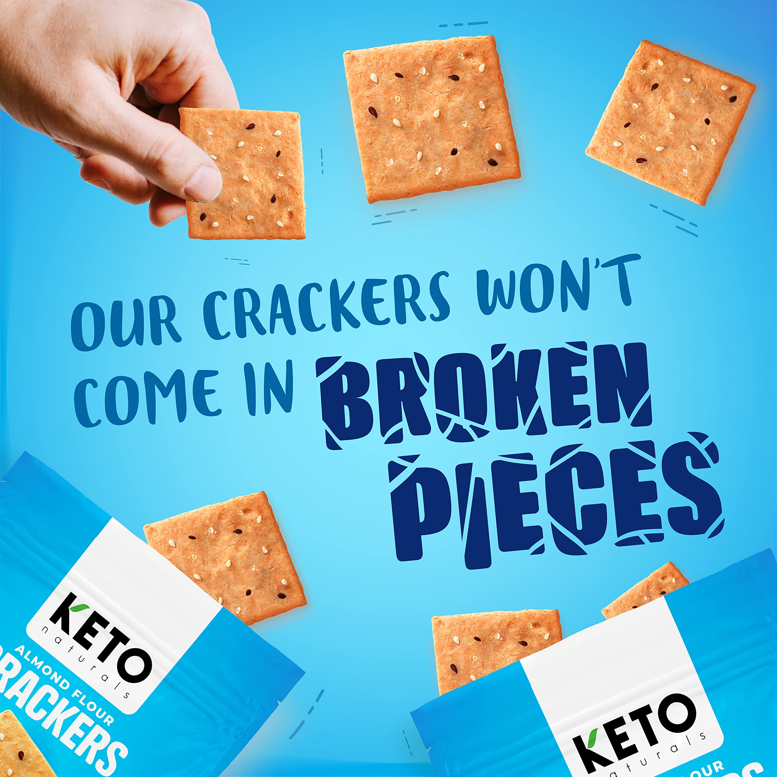 Keto Naturals cracker in hand for scale and easy portability
