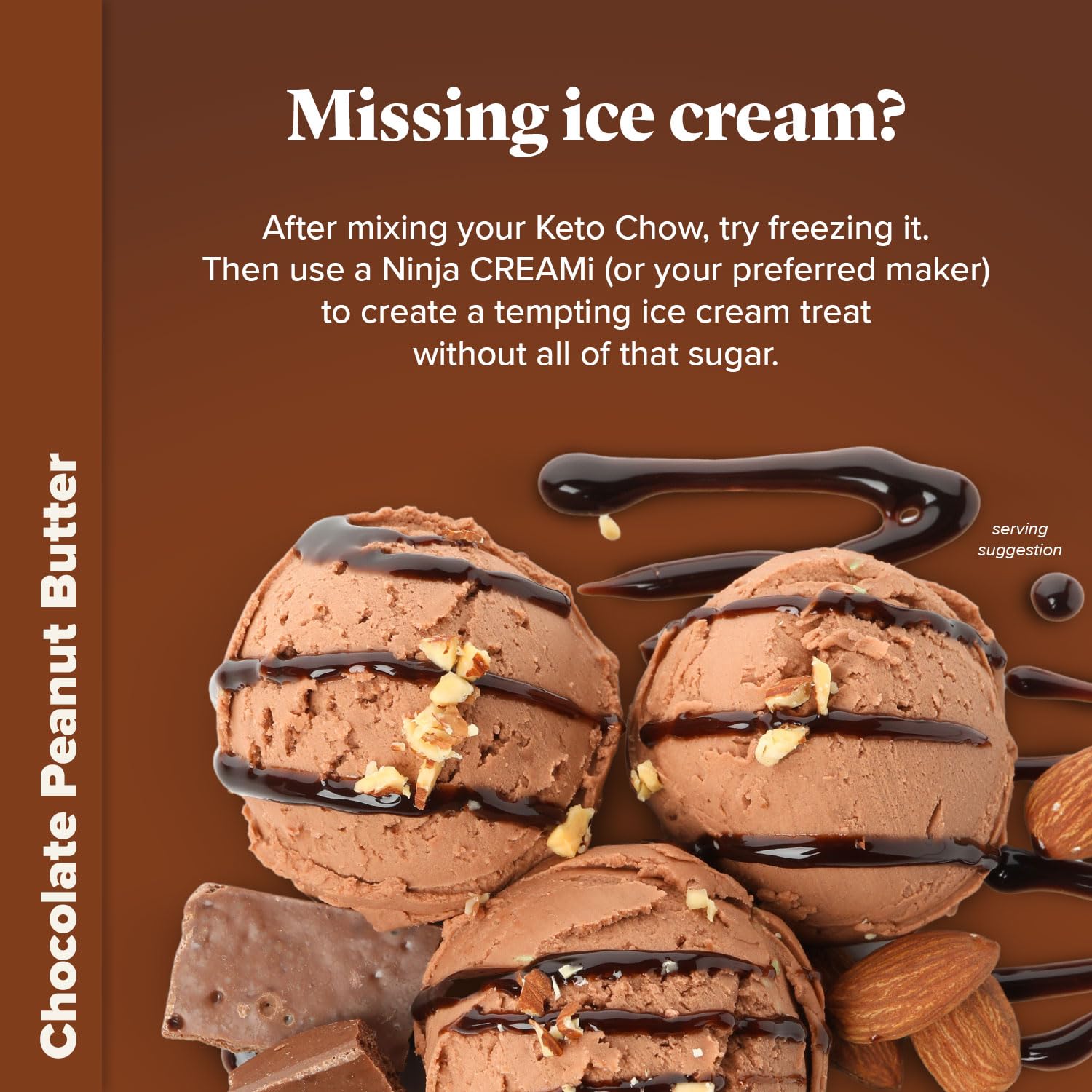Keto Chow in blender with cream and peanut butter for customization