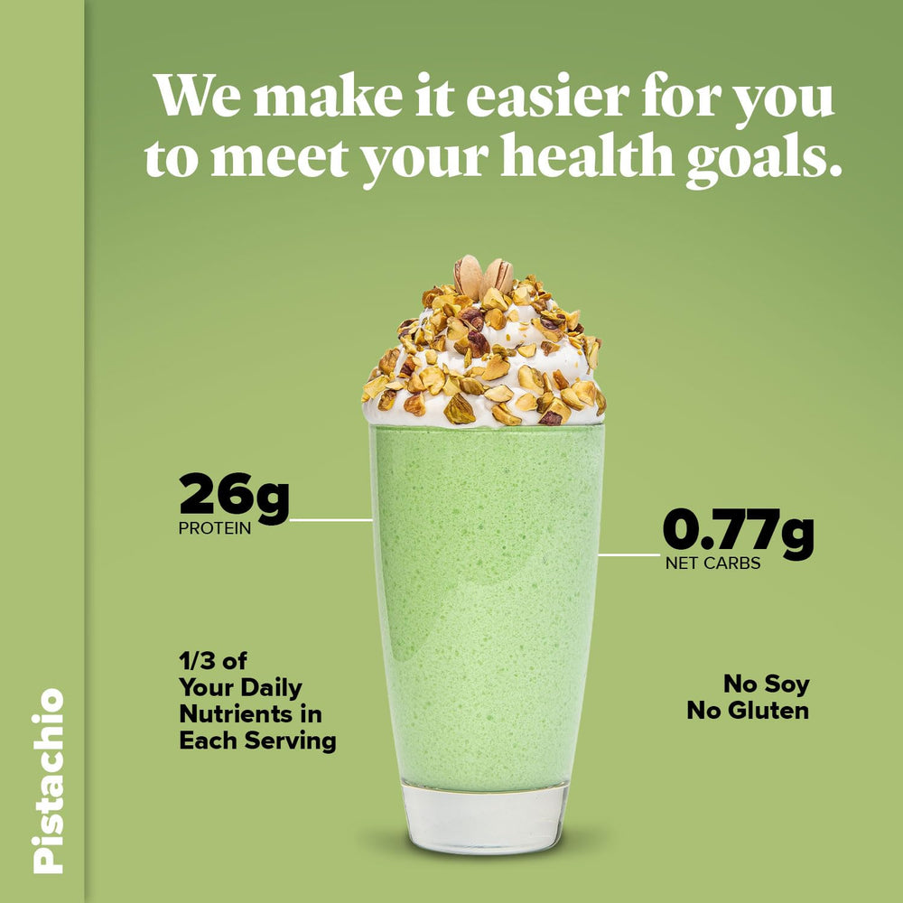 Keto Chow Pistachio Meal Replacement Shake Powder — 3 Meals, Low‑Carb High‑Protein with Electrolytes