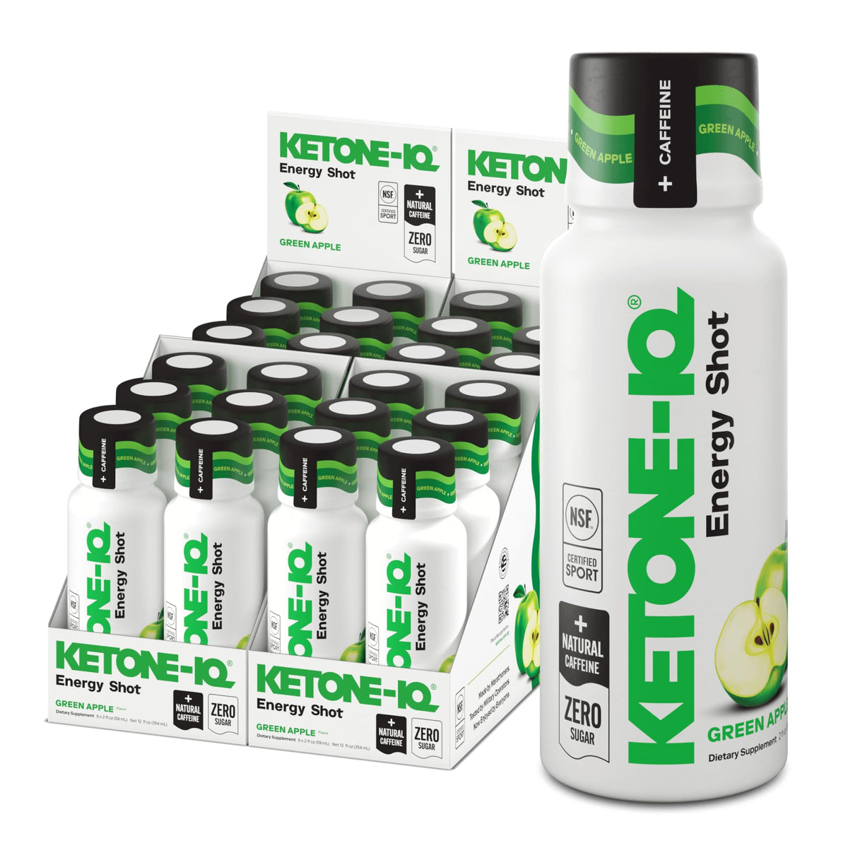 Ketone-IQ front packaging showing green apple 24-pack and compact convenience