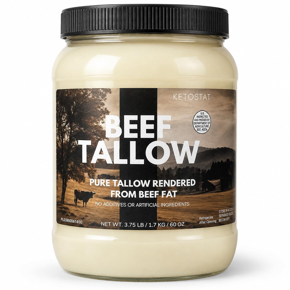Ketostat front packaging 60oz tub showing brand and product benefits