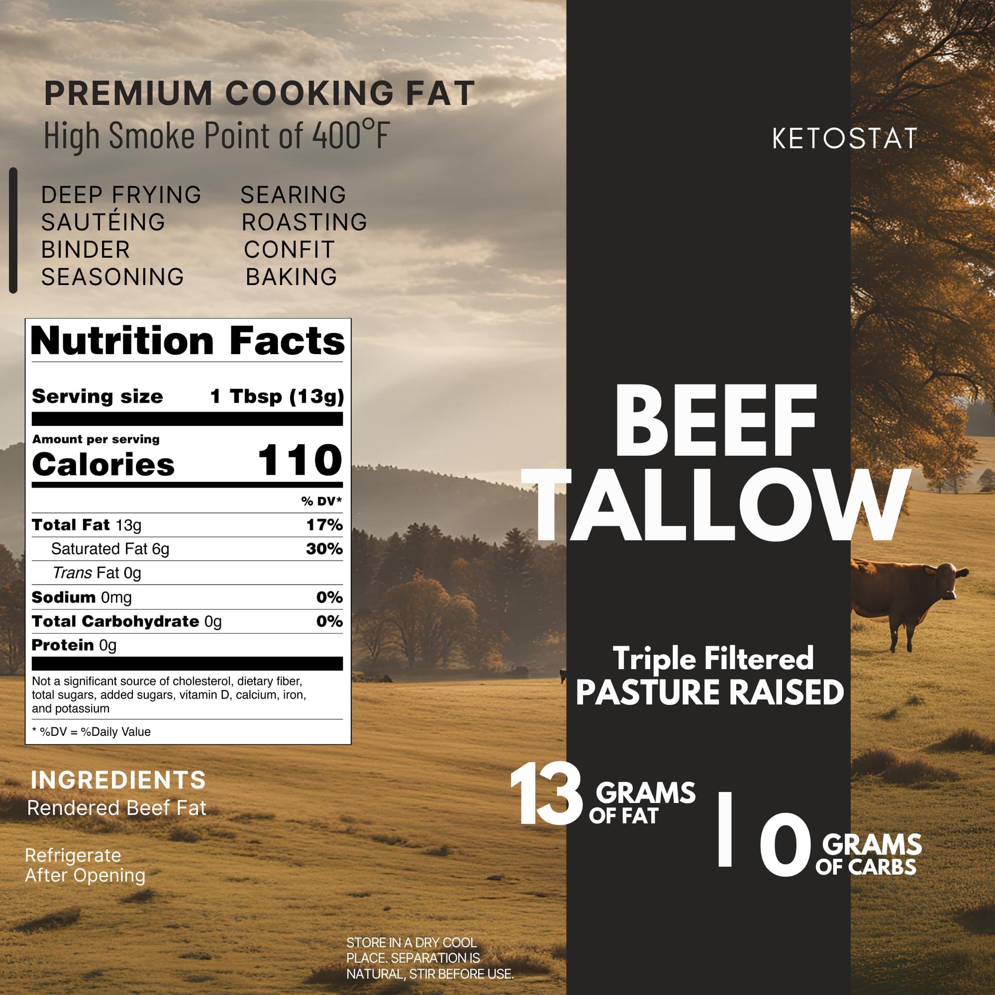 Close-up of Ketostat tallow texture demonstrating smooth consistency for cooking