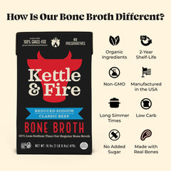 Kettle & Fire pouring broth into a mug for a warm, ready-to-drink protein boost