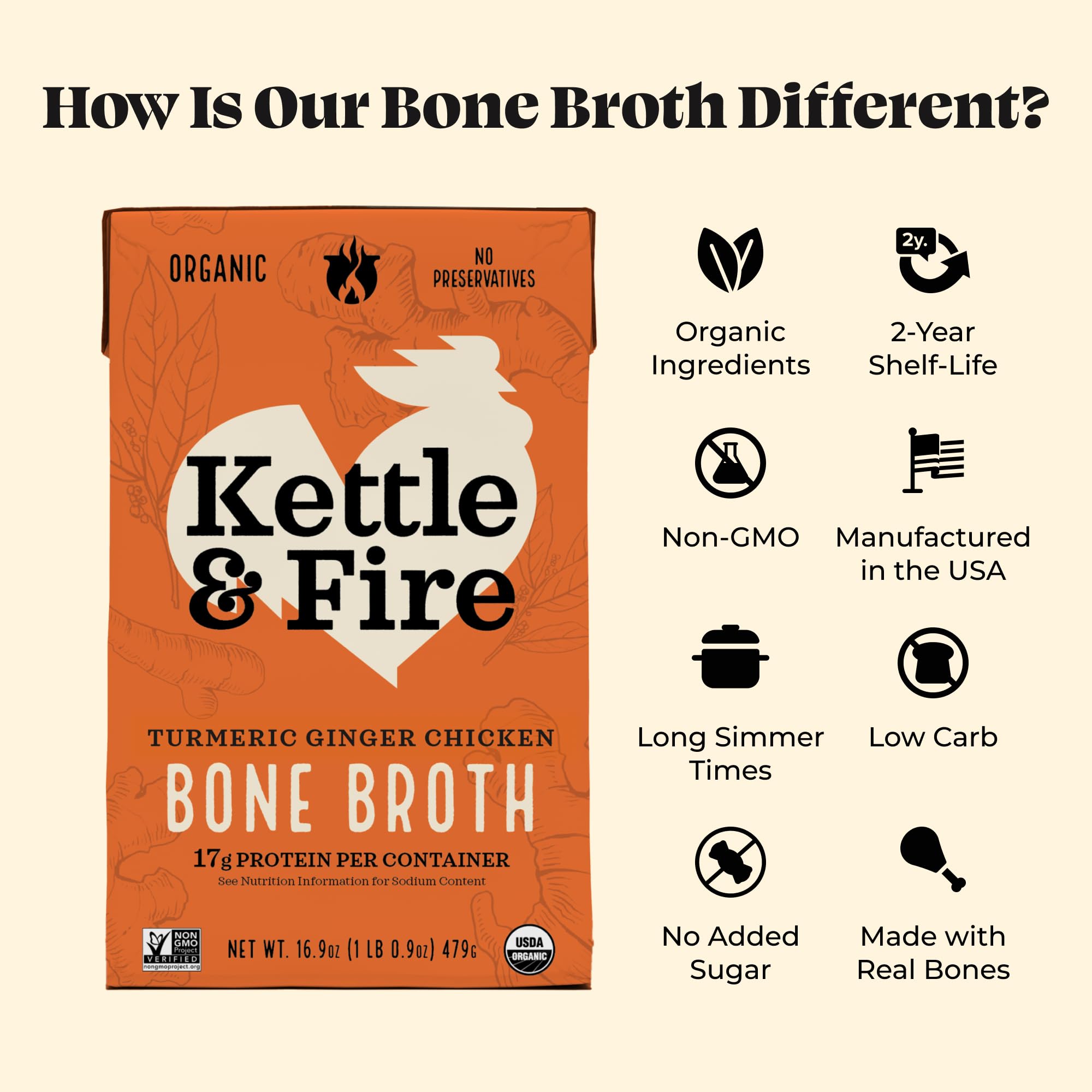 Kettle & Fire broth being poured into a mug for a quick protein-rich drink