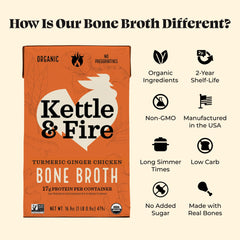 Kettle & Fire broth being poured into a mug for a quick protein-rich drink