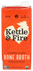 Kettle & Fire front packaging showing 32 oz carton and clear label benefit