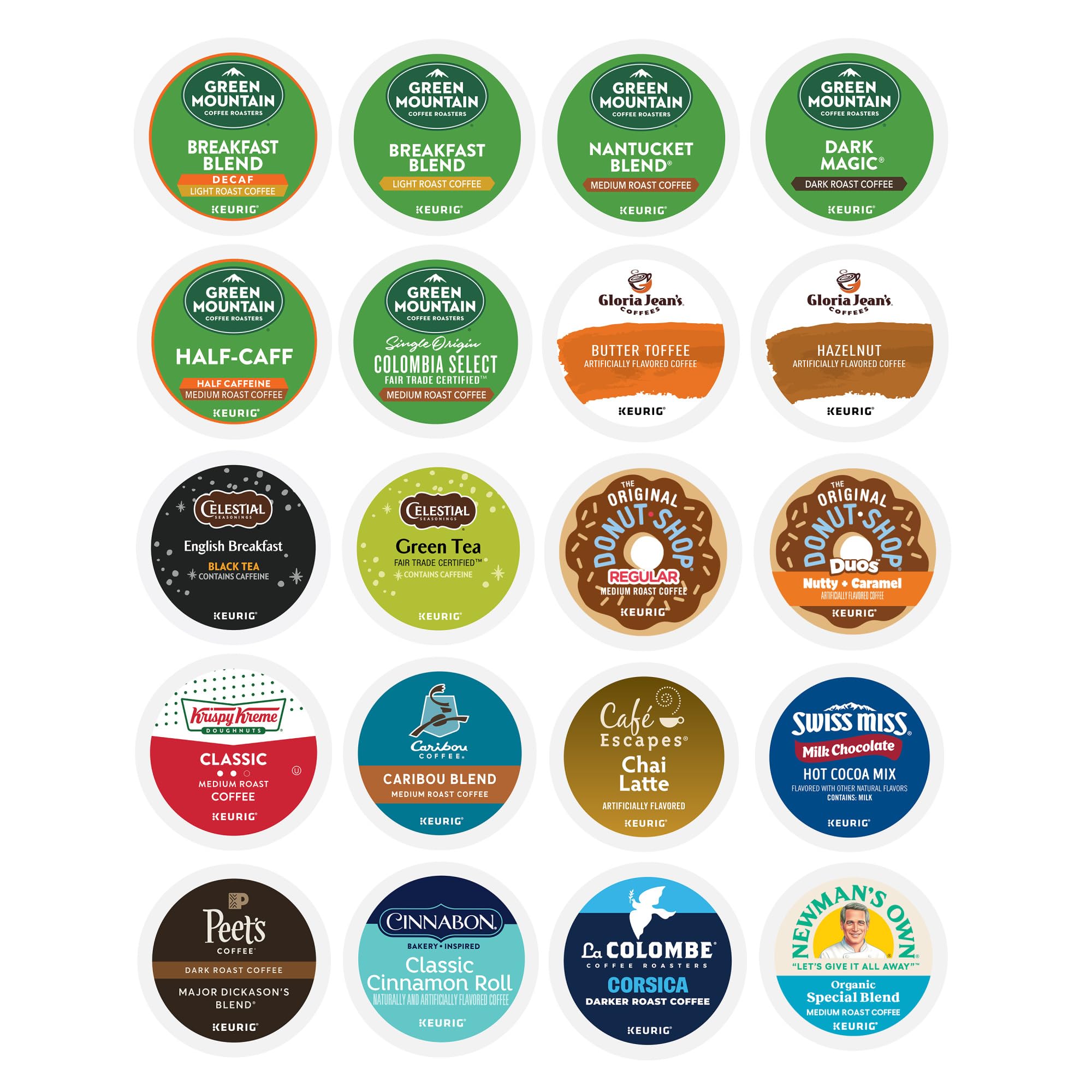 Keurig Entertainers close-up on K-Cup pod texture, clear brand and roast indicator