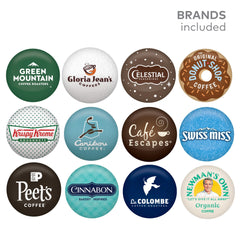 Keurig Entertainers pod labels arrayed, helps guests choose preferred flavor quickly