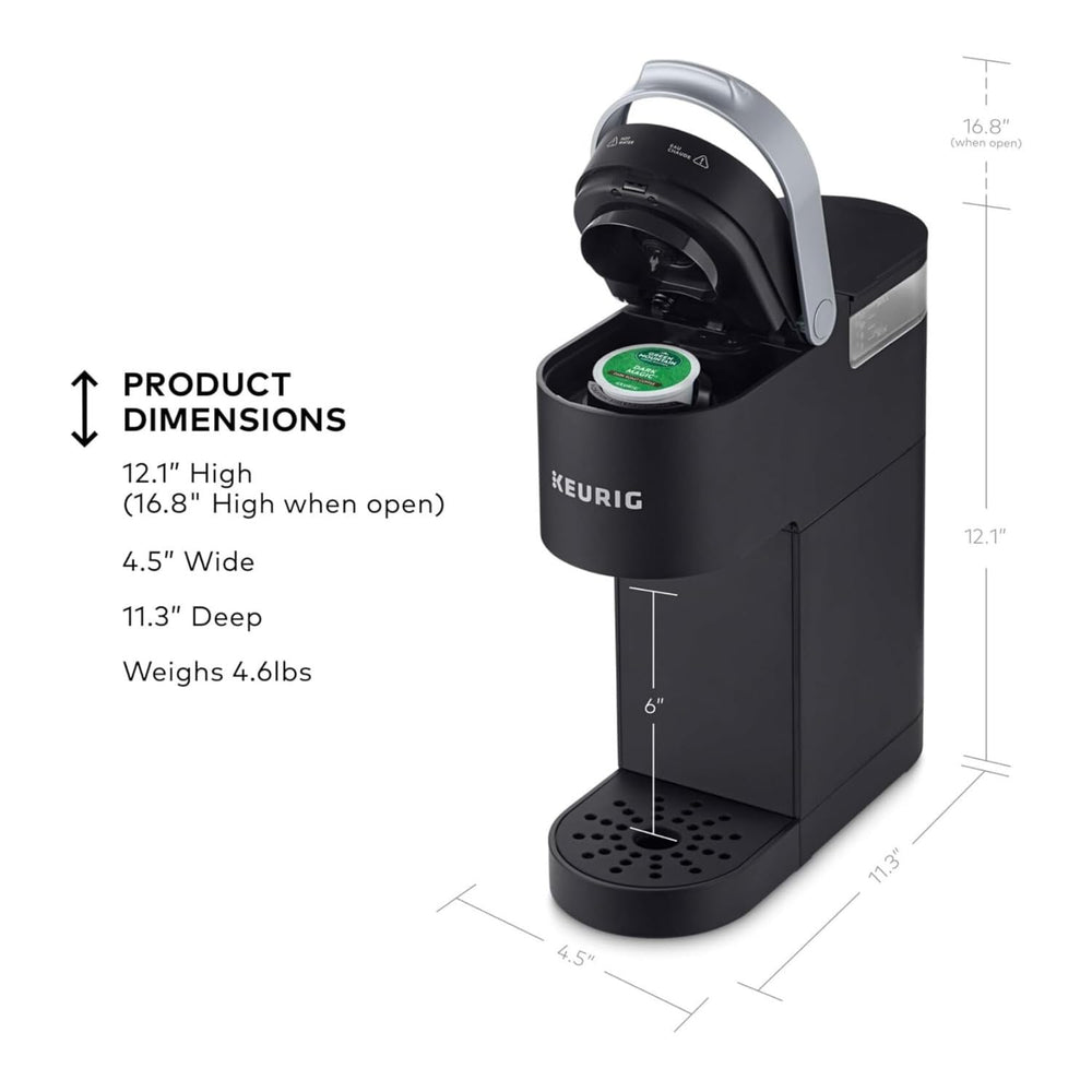 Keurig K-Mini Plus open pod storage showing organized coffee pod access