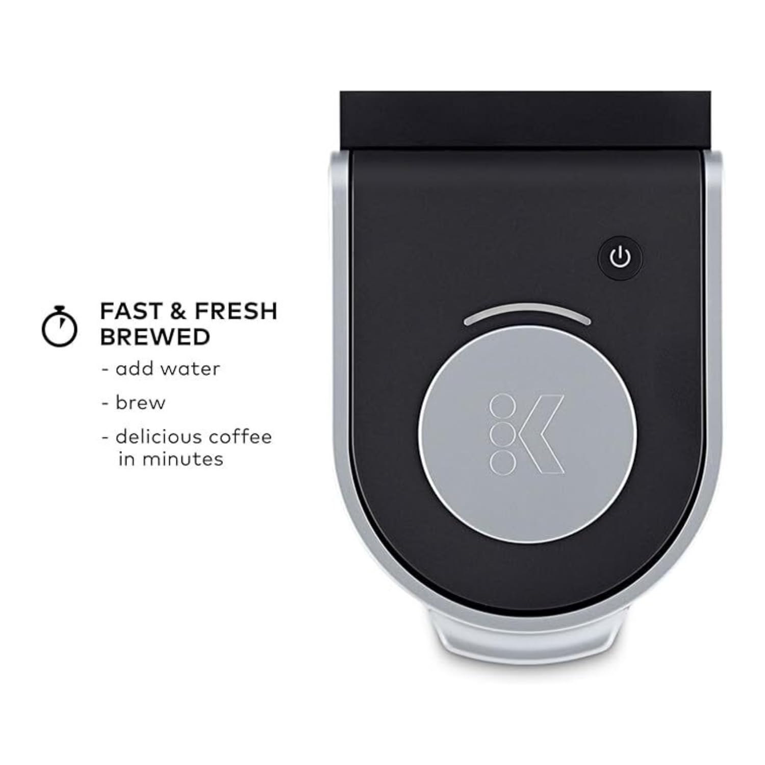 Keurig K-Mini Plus strong brew button close-up for bolder coffee flavor