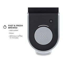 Keurig K-Mini Plus strong brew button close-up for bolder coffee flavor