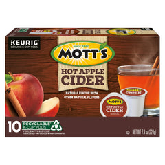 Keurig Mott's close-up K-Cup pod displaying lid detail and easy single-serve benefit