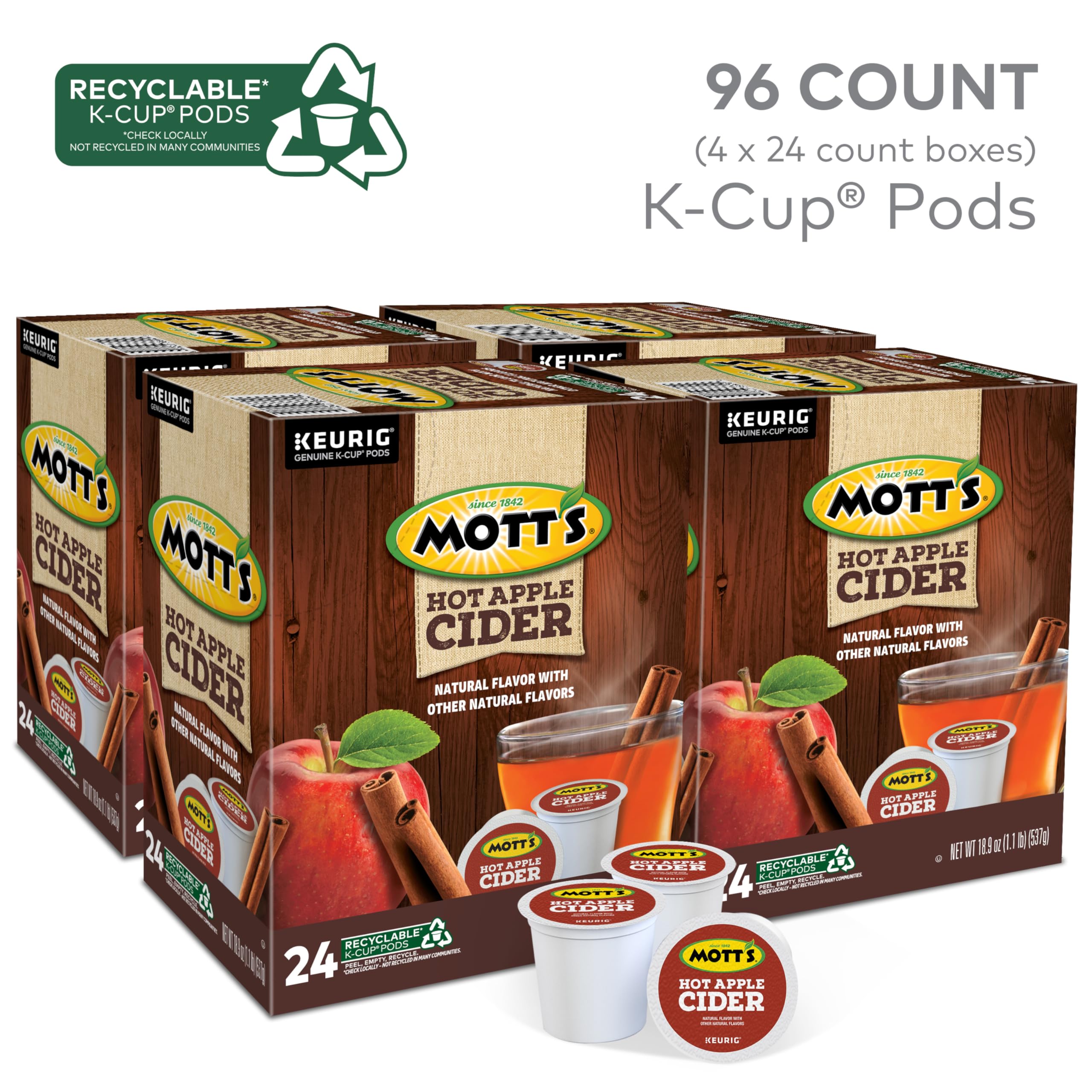 close-up of a Keurig Mott's K-Cup pod showing texture and seal, ensures freshness and easy brewing