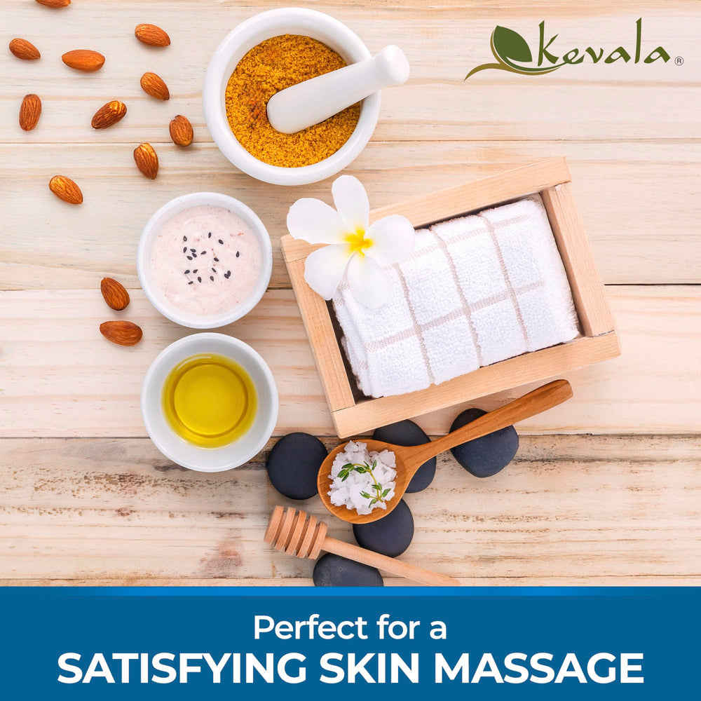 kevala almond oil used in massage demonstrating glide and moisturizing benefit