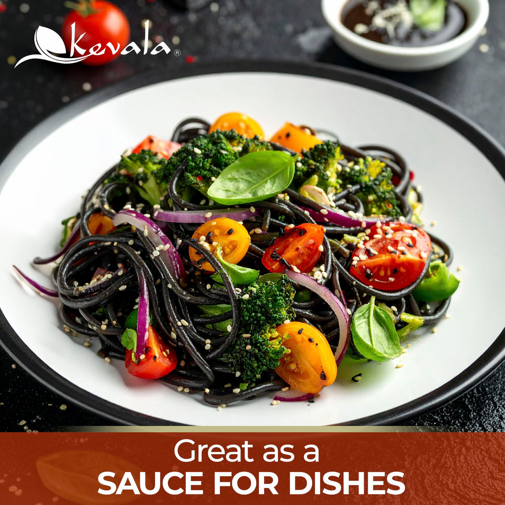 kevala black tahini used in black sesame dessert demonstrating rich color