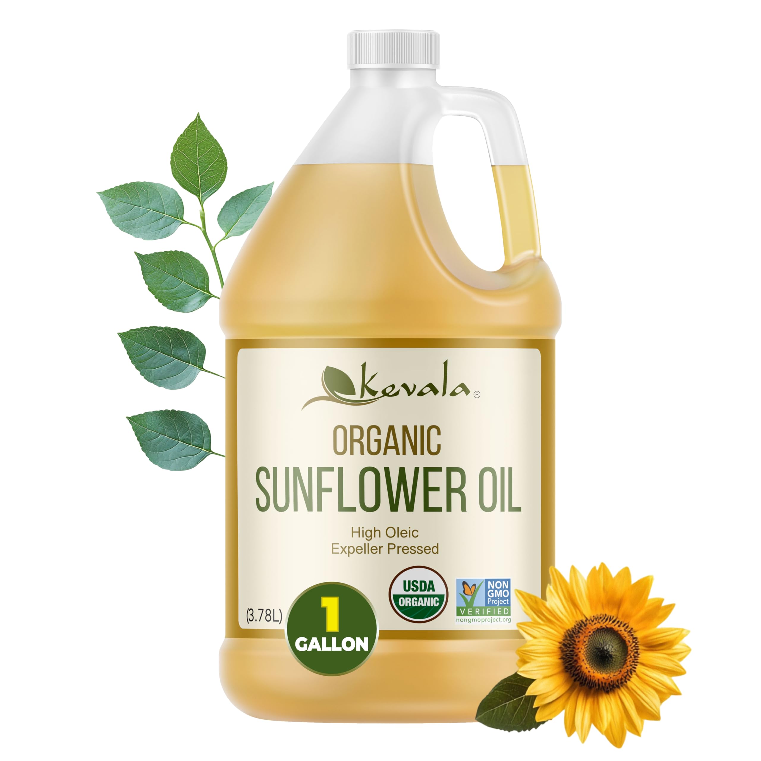 Kevala front packaging showing 128 fl oz bottle and organic label benefits