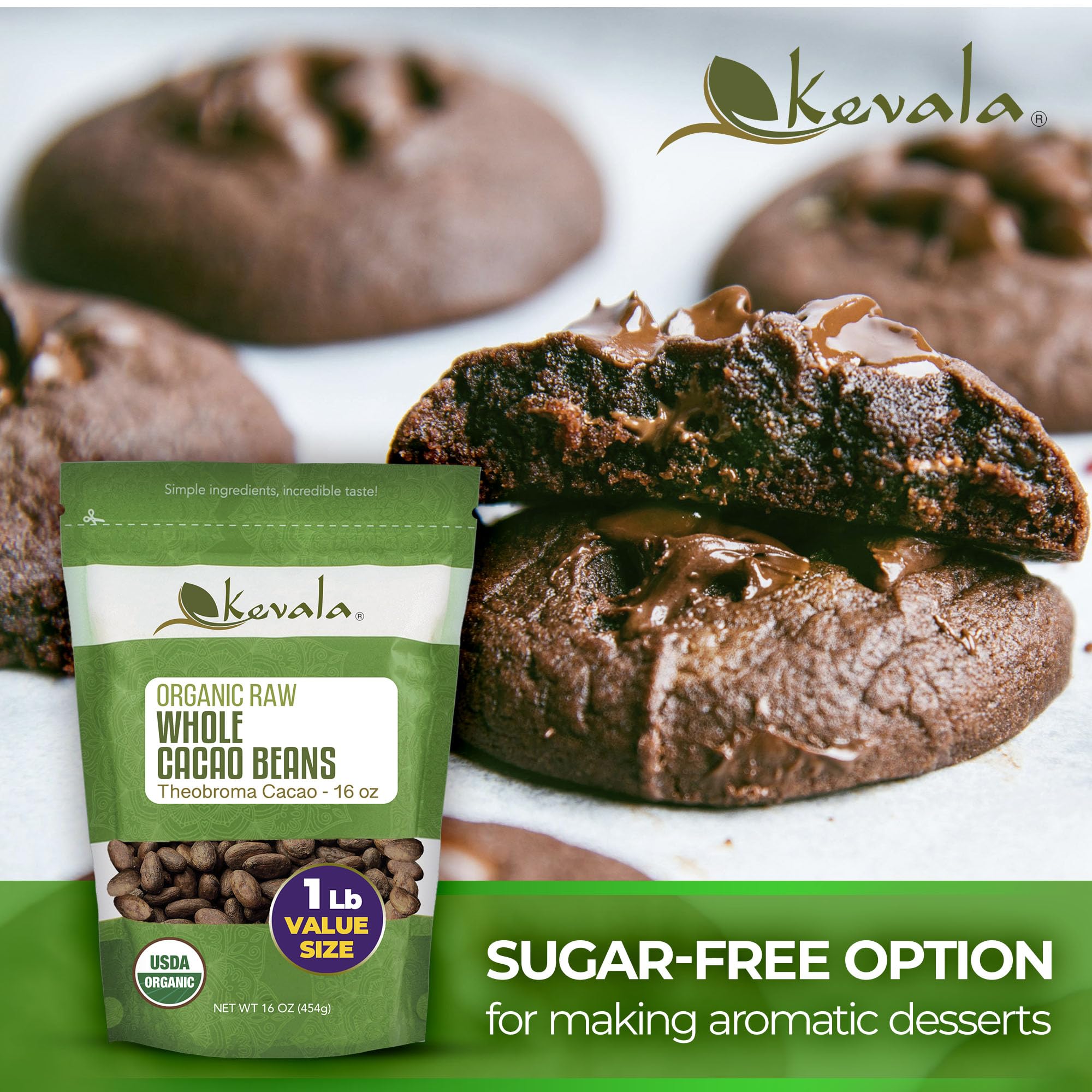 kevala ground cacao powder in jar for baking and smoothies, convenient sugar-free base