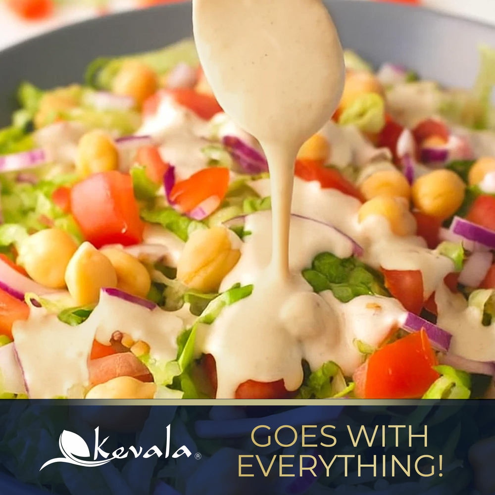Bowl of hummus made with Kevala tahini showing richer flavor