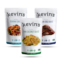 Kevin's Natural Foods variety pack jars front view showing all three sauces and labels