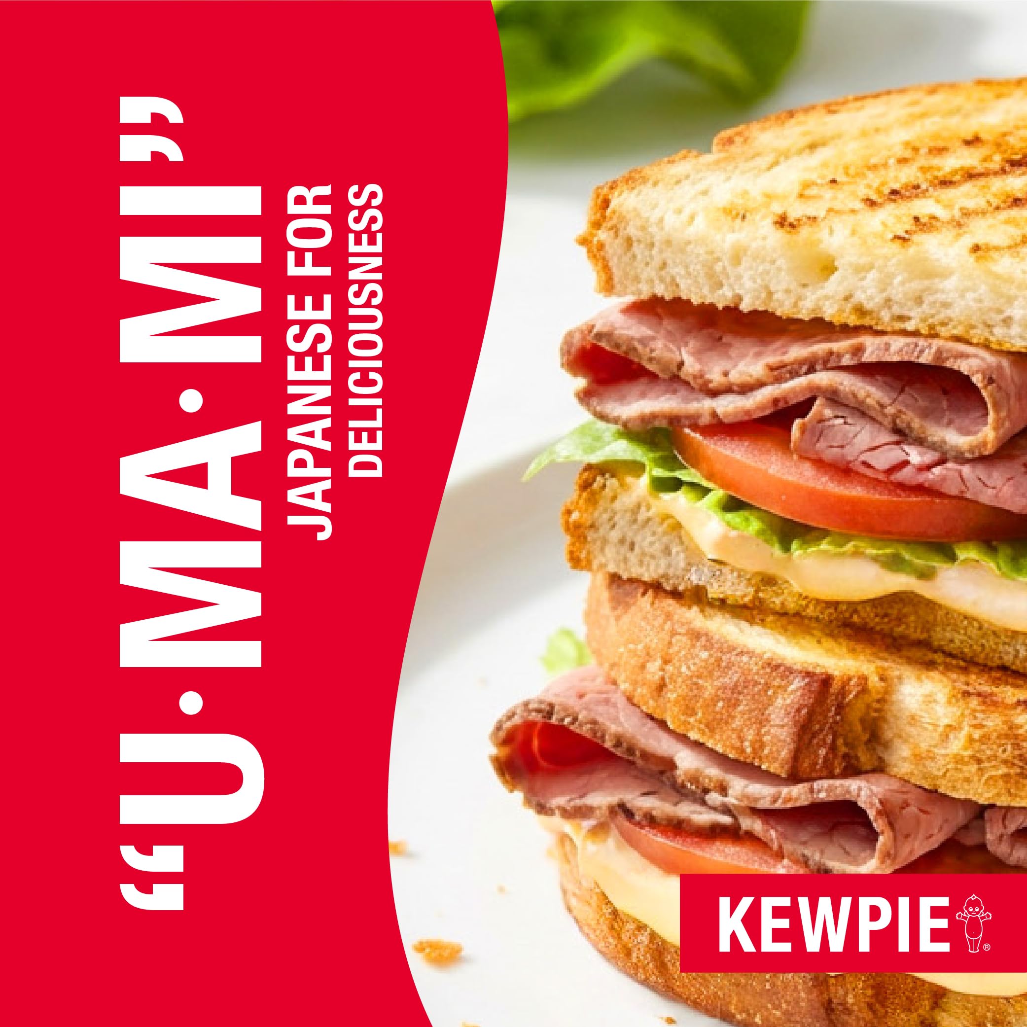 Kewpie spread on sandwich closeup showing creamy coverage and improved taste