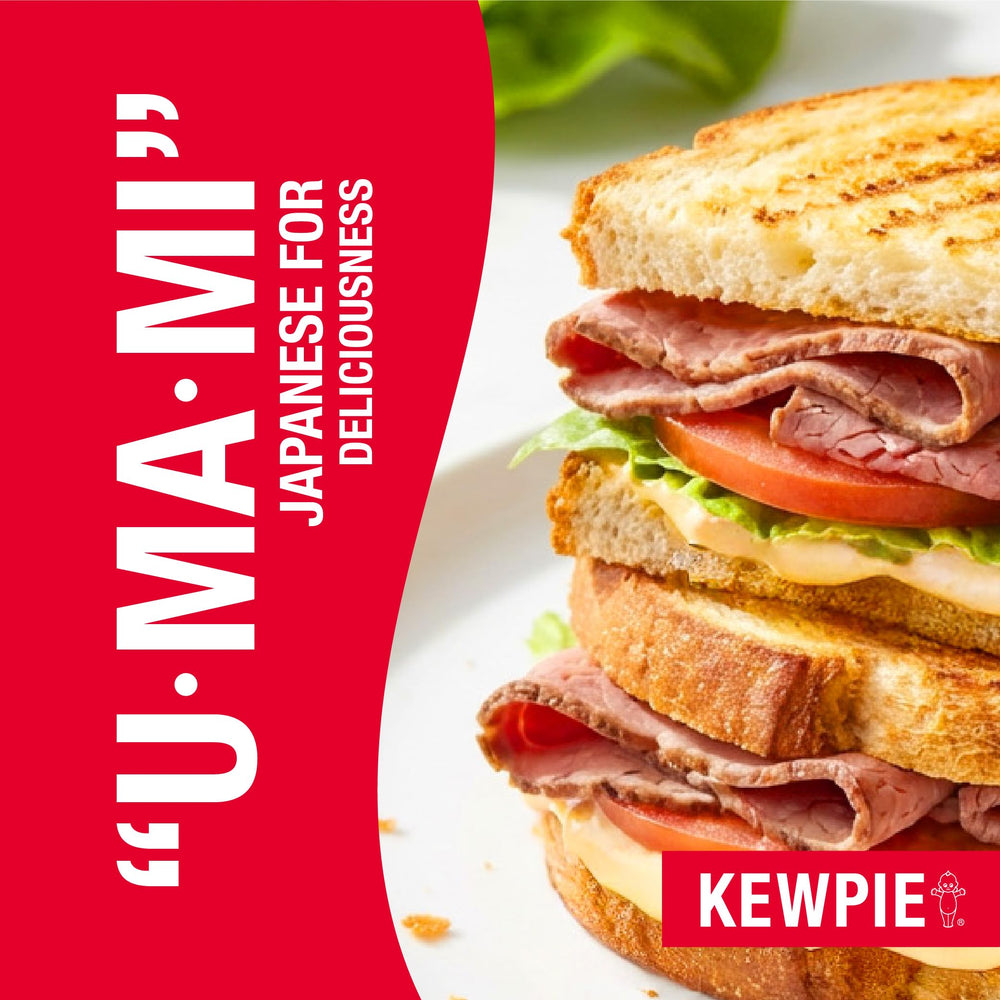 Kewpie spread on sandwich closeup showing creamy coverage and improved taste
