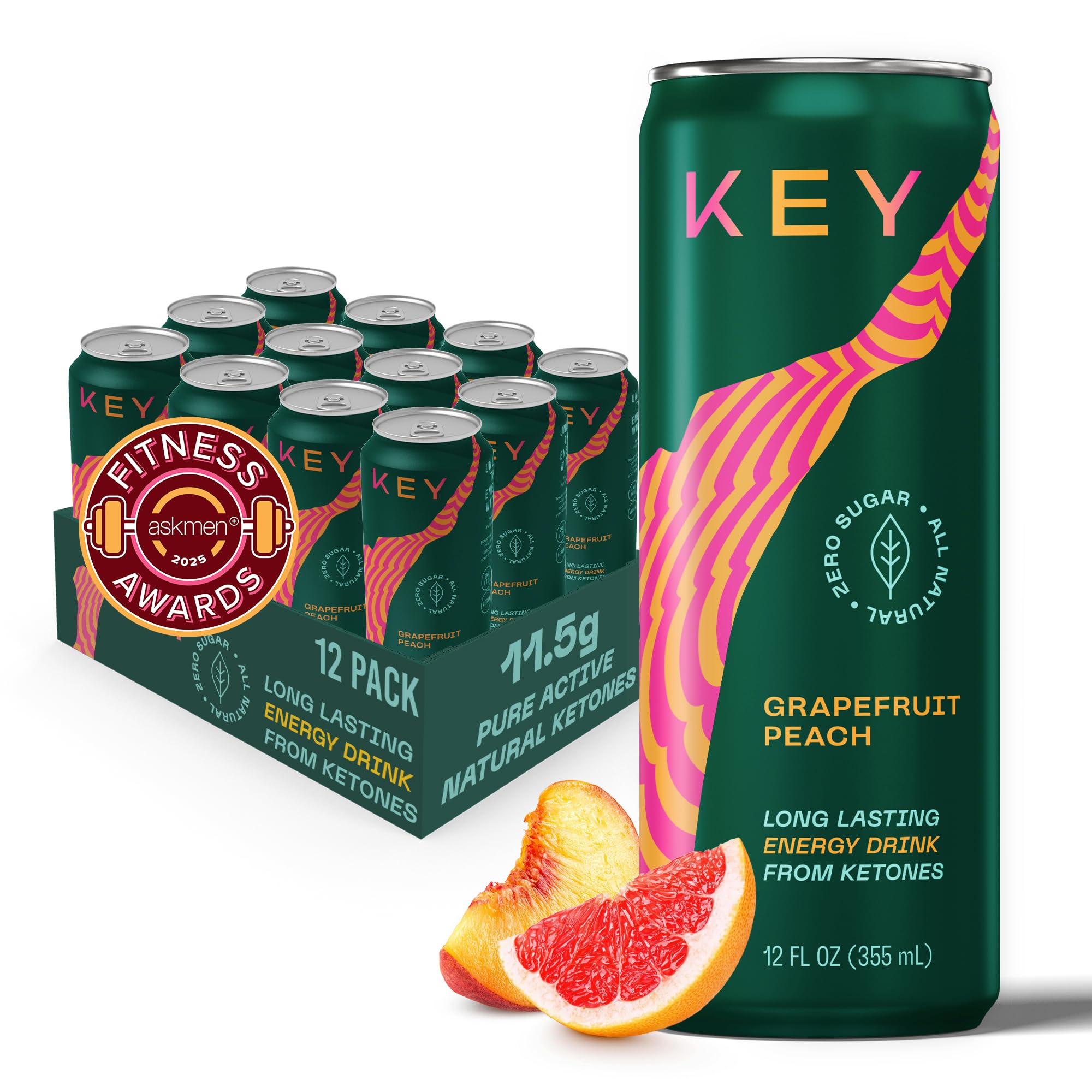 KEY front can packaging showing branding and zero sugar benefit