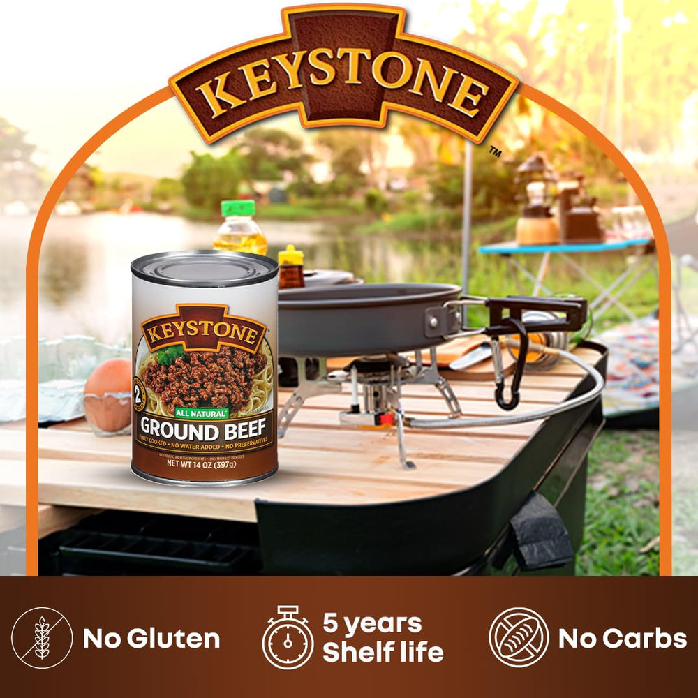 Keystone skillet reheating beef demonstrating quick preparation benefit