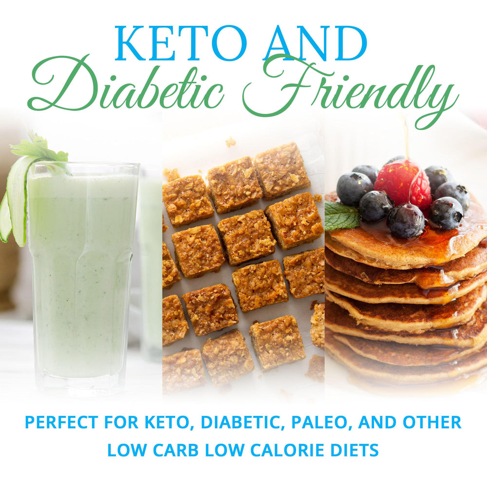 Keystone Pantry beside common foods to show 2 lb package scale and servings