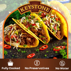 Keystone spoon serving beef into bowl demonstrating fast meal prep