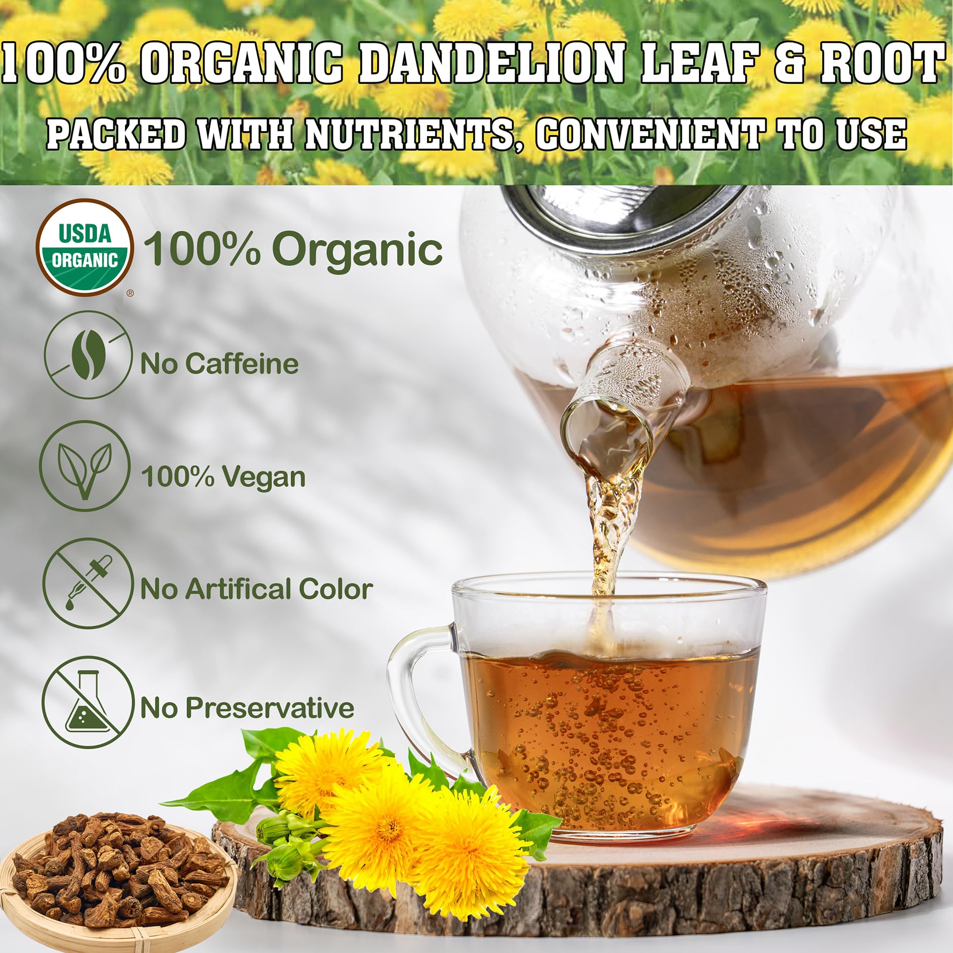 KEYXE roasted dandelion root texture close-up showing rich flavor