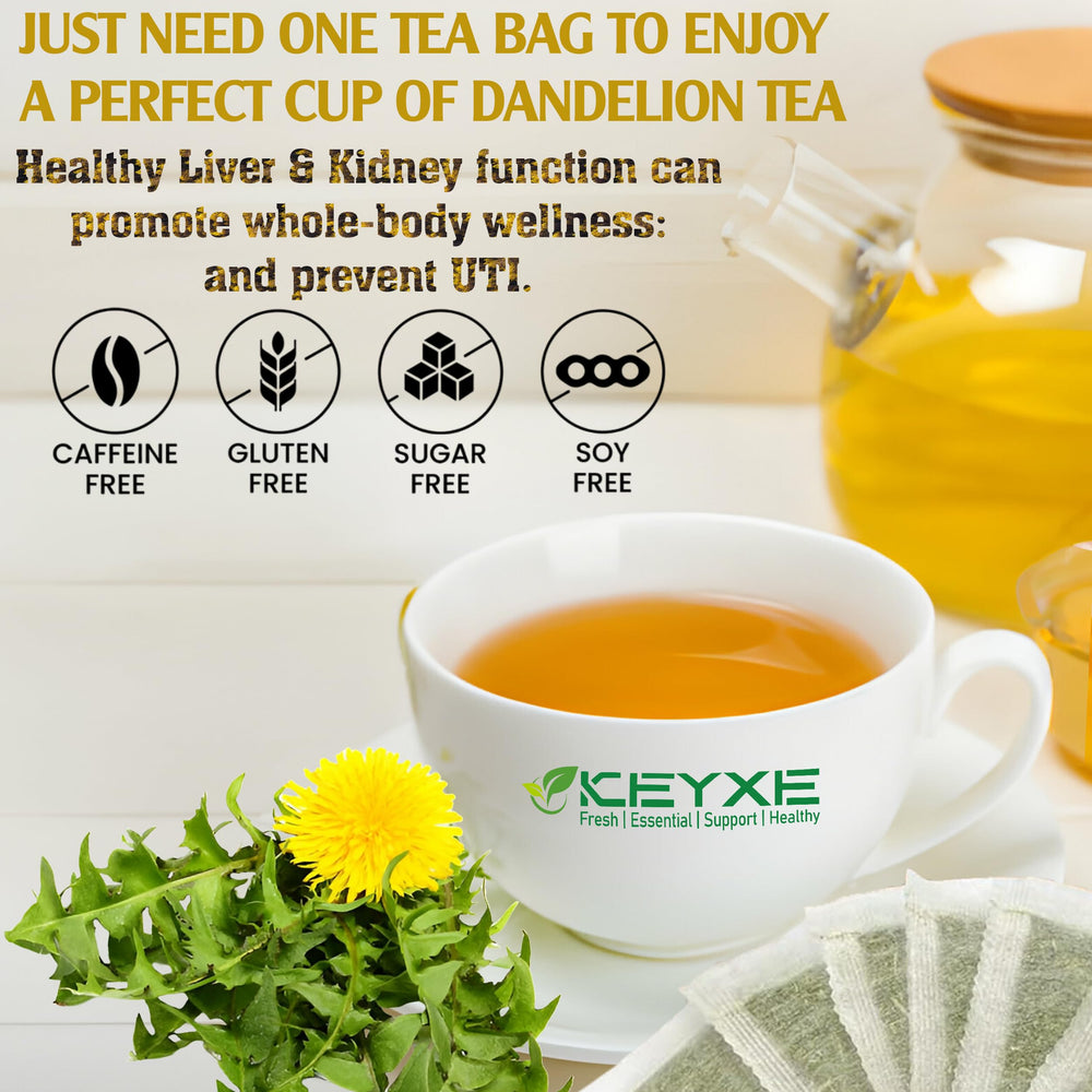 KEYXE teabag beside measuring spoon showing serving size clarity