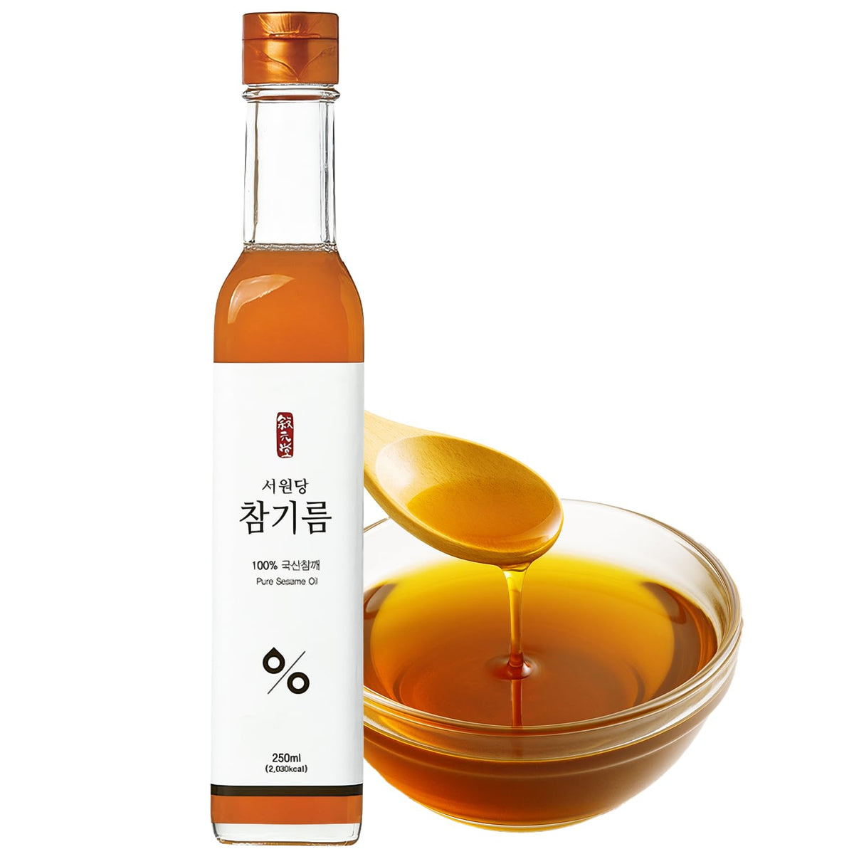 K FOOD Seowondang front packaging showing label and 250ml glass bottle benefit: clear product info