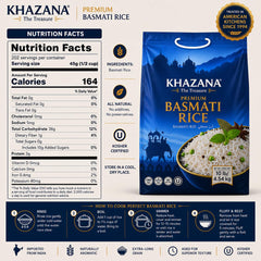 Khazana close-up of long basmati grains highlighting aroma and length