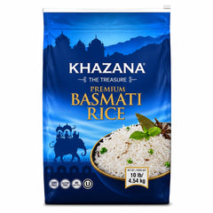 Khazana front packaging 10 lb bag showing brand and product benefits