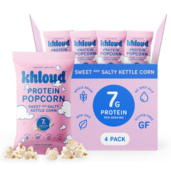 Khloud front packaging showing kettle corn bag and protein benefit