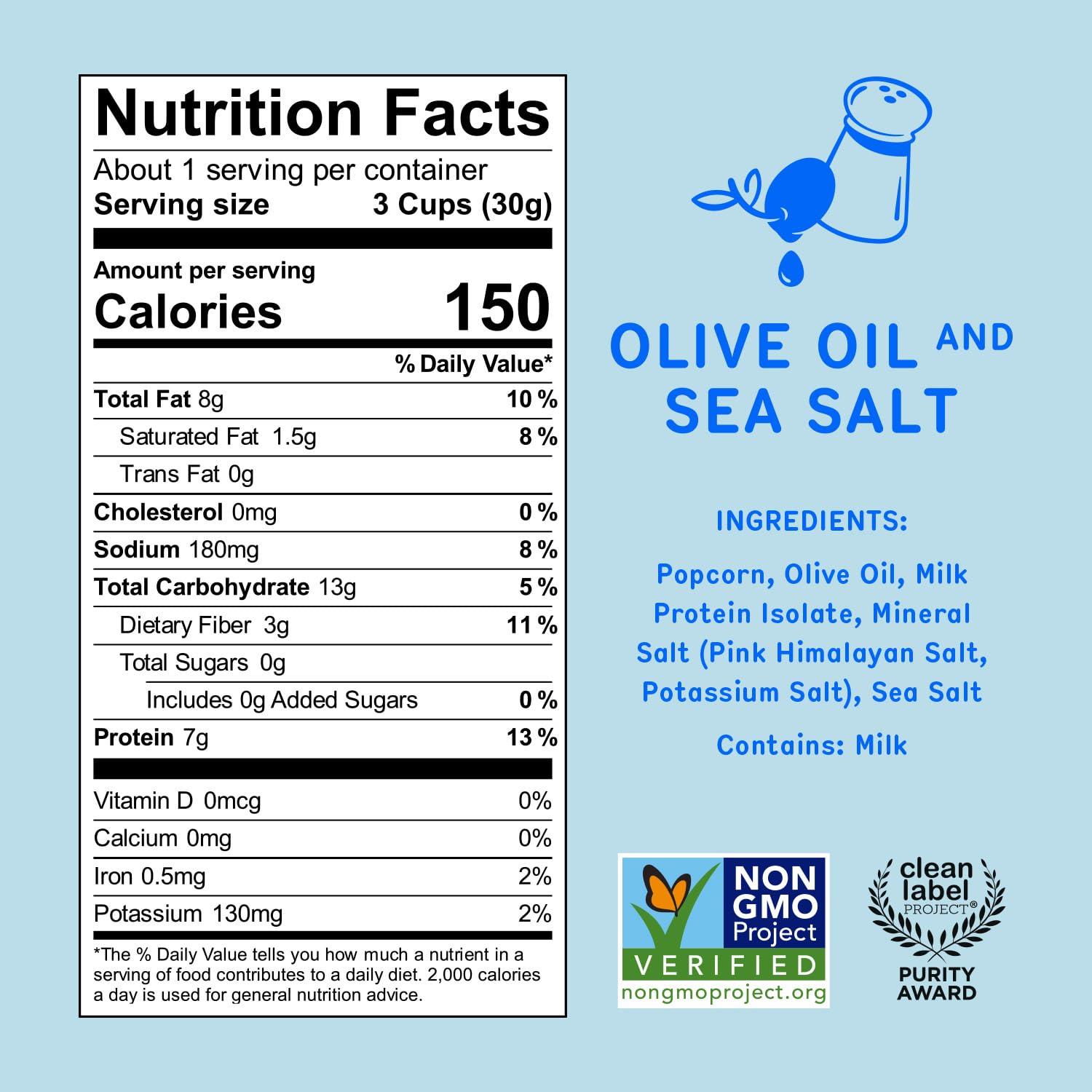 Olive oil drizzle over popcorn with Khloud pouch nearby, showcasing real-ingredient flavor