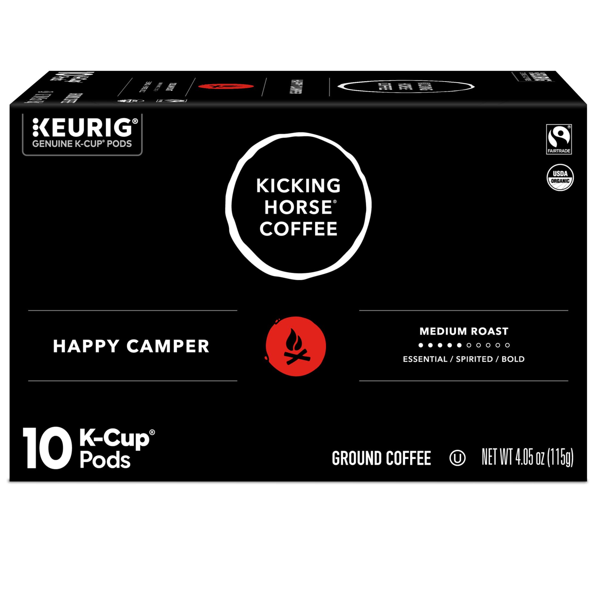 Kicking Horse K-Cup beside coin for size and portability reference