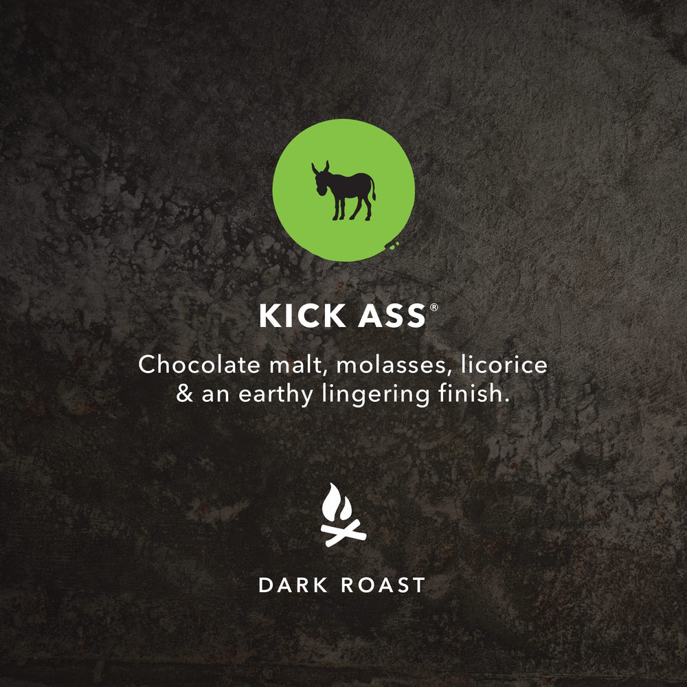 Kicking Horse ground coffee close-up showing dark texture and rich aroma for flavor clarity