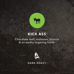 Kicking Horse ground coffee close-up showing dark texture and rich aroma for flavor clarity