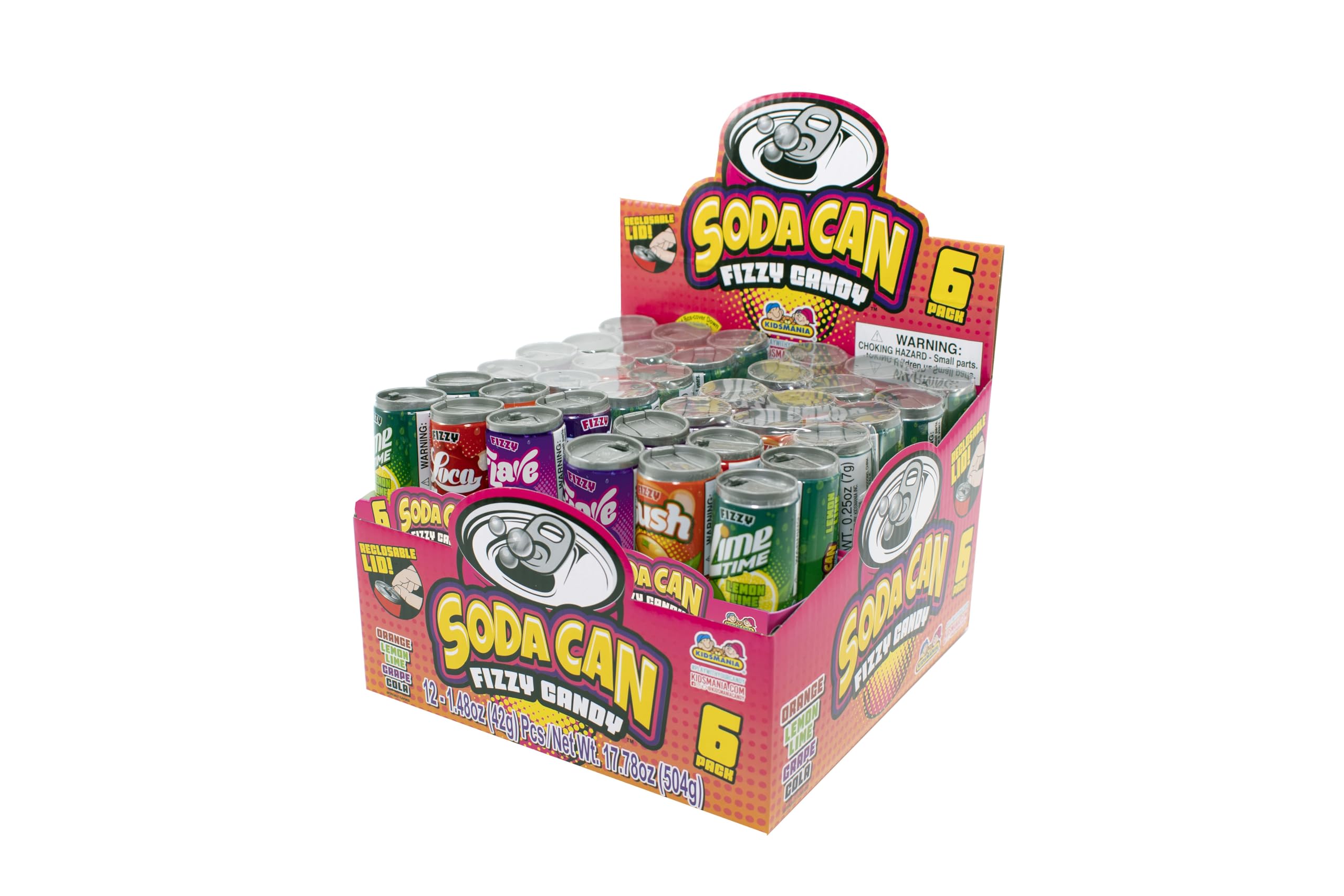 Kidsmania mini soda cans inside colorful goody bags for easy party distribution